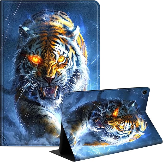 Case for Samsung Galaxy Tab A9+/A9 Plus 11” 2023 Model (SM-X210/X216/X218), Slim PU Leather Stand Cover with Auto Wake/Sleep, Multi-Angle Viewing & Shockproof, Fierce Tiger