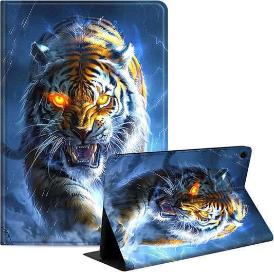 Case for Samsung Galaxy Tab A9+/A9 Plus 11” 2023 Model (SM-X210/X216/X218), Slim PU Leather Stand Cover with Auto Wake/Sleep, Multi-Angle Viewing & Shockproof, Fierce Tiger