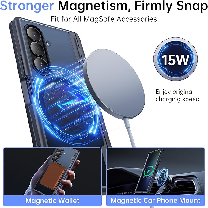 MOBOSI Magnetic for Z Fold 7 Case with Privacy Screen Protector, Compatible with Magsafe, Full-Body Slim Coverage Hinge Protection, Shockproof Phone Cover for Samsung Galaxy Z Fold7, Jet Black