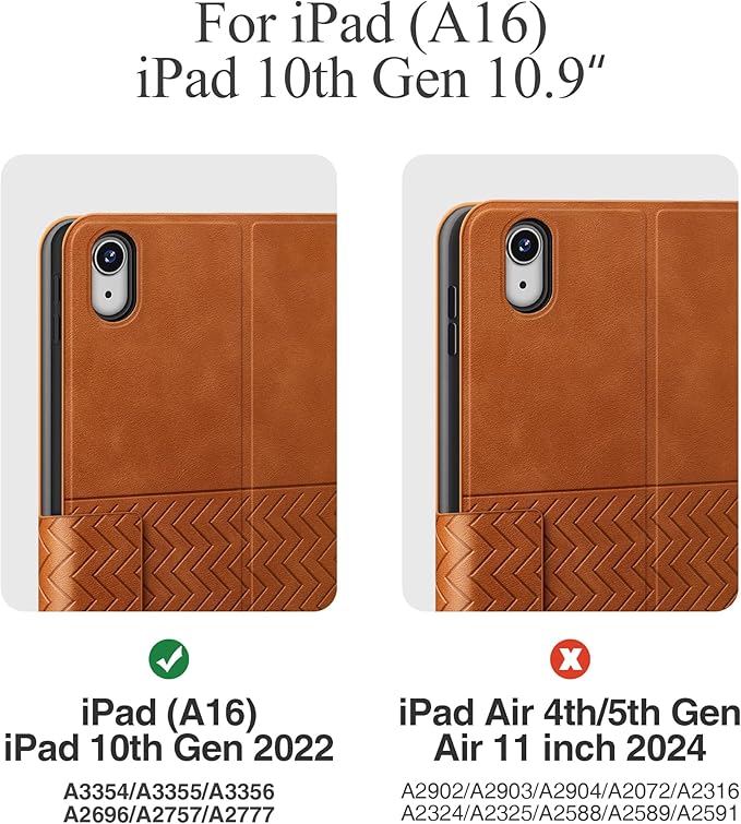 auaua Case for iPad (A16) 11th Generation 11 Inch 2025, iPad 10th Generation 10.9 Inch 2022, with Pencil Holder, Auto Sleep/Wake, Adjustable Stand, PU Leather (Brown)