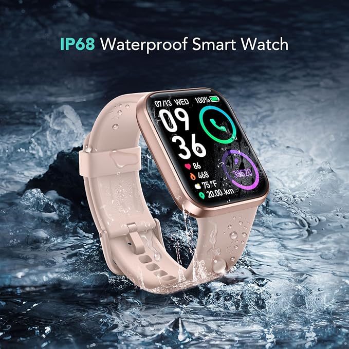 SKG Smart Watch for Men Women Android iPhone, with Alexa Built-in & Bluetooth Call(Answer/Make Call) 1.69" Fitness Tracker with IP68 Waterproof, 60+ Sports, Heart Rate SpO2 Monitor, V7 Pro