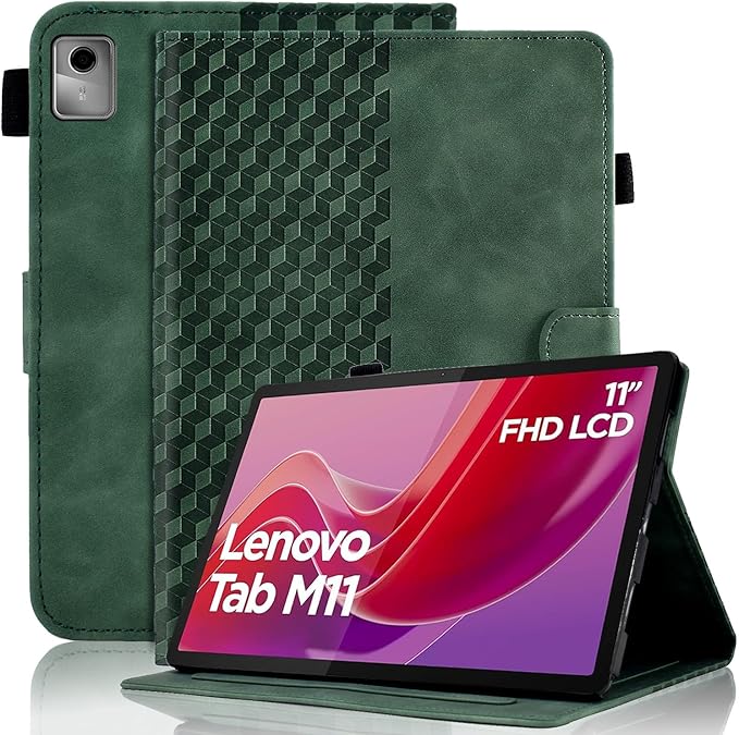 Case for Tab M11 11 Inch Cover (Model:TB330FU) Magnetic PU Leather Folio Adjustable Stand Case Foldable Card Holder Multi-Angle Tab M11,Retro Green