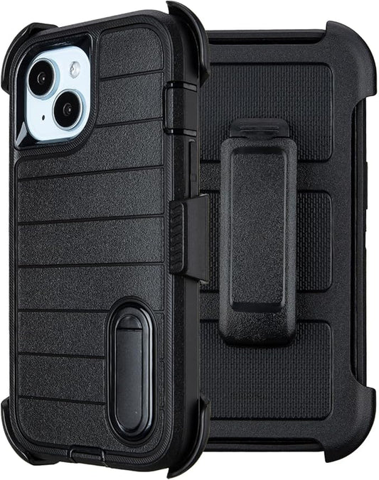 for Black Case iPhone 15 Case with Belt Clip, for Shockproof Case iPhone 15 Heavy Duty,3 Layers of Sturdy,Anti-Drop,Military-Grade Defender Cover for iPhone15Case Black