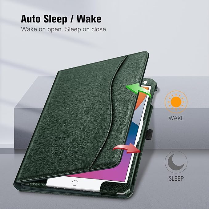 Fintie Case for iPad 9th / 8th / 7th Generation (2021/2020/2019) 10.2 Inch - [Corner Protection] Multi-Angle Viewing Stand Cover with Pocket & Pencil Holder, Auto Sleep Wake, Midnight Green