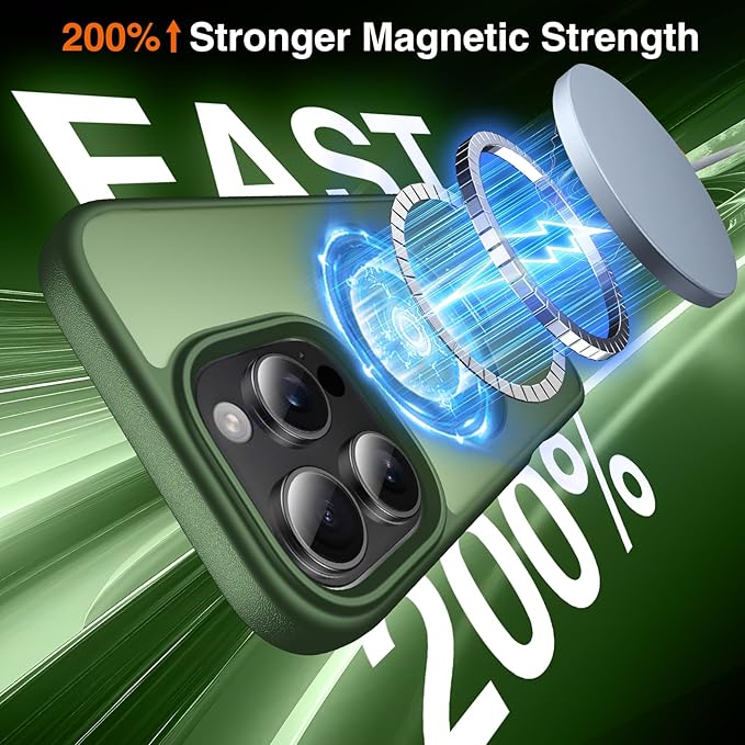 360° O-Ring MagStander for iPhone 16 Pro Case with Magnetic Kickstand Ring Holder [Compatible with MagSafe][360°Rotate Stand Ring][Military Shockproof] iPhone 16 Pro Phone Cover Matte Green