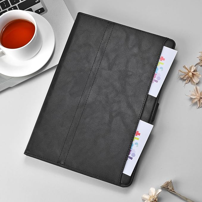 Handmade Case for Samsung Galaxy Tab A9 Plus/A9+ 5G Tablet 11 Inch 2023 SM-X210/SM-X216/SM-X218u with Pocket,Multi Angles,Magnetic Closure,Vegan Leather Folio Cover,Auto Sleep/Wake,Black