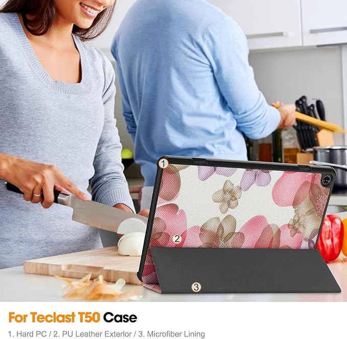 Case for TECLAST T50 11.0 inch Tablet, Folding Folio Ultra-Thin PU Leather Stand Case Cover for TECLAST T50 11.0 inch Flower