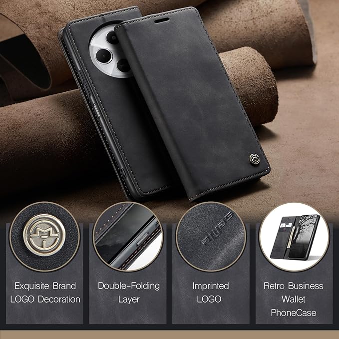 for Xiaomi Redmi 14C Case, Flip Wallet Leather Case with Card Holder Magnetic Closure Shockproof Kickstand Protective Phone Cases Cover for Redmi 14 C, Black