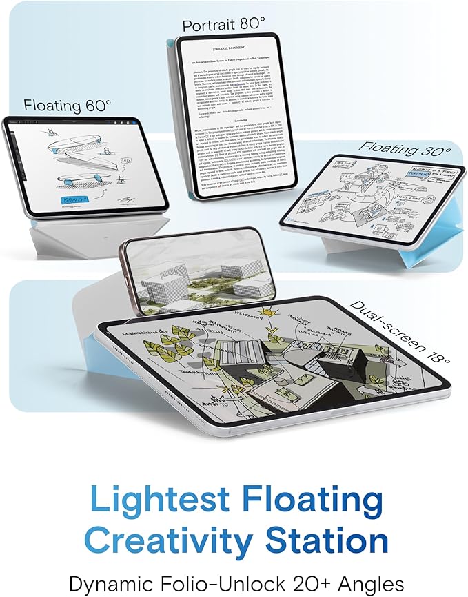 MOFT Dynamic Folio Case for iPad Air 13 Inch M3/M2 (2025/2024), iPad Pro 12.9 6th/5th/4th Gen, Silm Magnetic Stand Case with 20+ Viewing Angles, Auto Wake/Sleep, Soothing Mist x Misty Cove