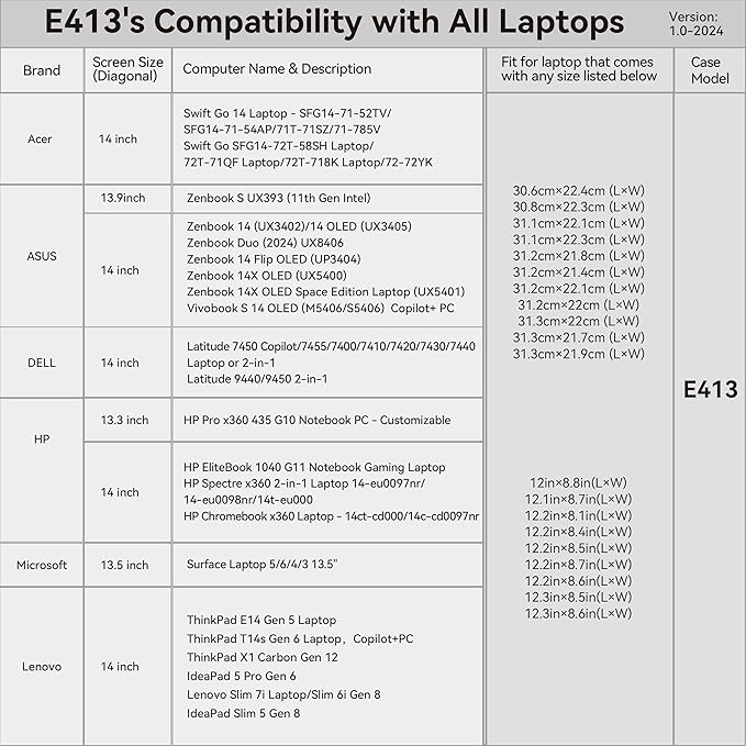 Smatree 13.5 inch Laptop Sleeve for Microsoft Surface Laptop 6/5/4/3, 13 inch Microsoft Surface Computer Case with Accessory Pocket, YKK Zipper, Patented Super Corner Design (E413)