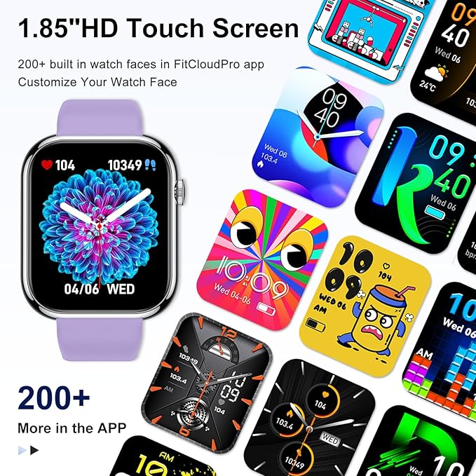 Smart Watch for Men Women Fitness: Waterproof Make/Answer Call Smart Watches for Men Digital Mens watches Step Tracker Smartwatch Android Phones iPhone Samsung Compatible Heart Rate Monitor Purple