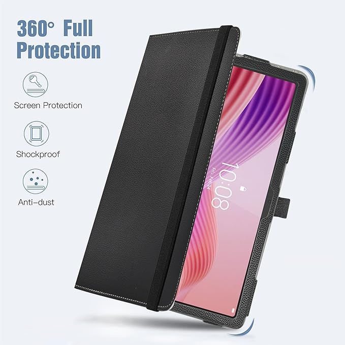 MAMA MOUTH for Lenovo Tab TB311FU Rotating Case,360 Degree Rotary Stand with Cute Pattern Cover for Lenovo Tab TB-311FU /TB-311XU 2025 10.1" Tablets,Black