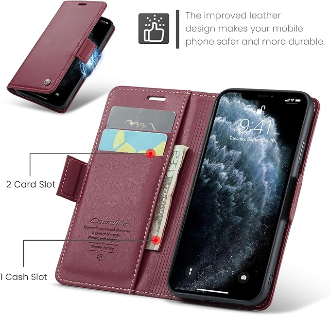 for iPhone 11 Pro Case, Premium PU Leather Wallet Case Flip Cover with [RFID Blocking][Card Holder][Stand Function] Shockproof Protective for iPhone 11 Pro 5.8", Red