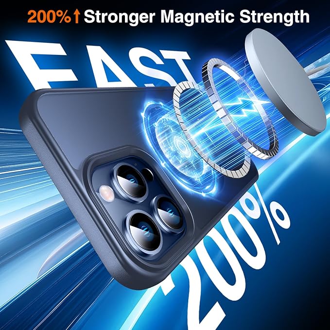 360° O-Ring MagStander for iPhone 13 Pro Case with Magnetic Kickstand Ring Holder [Compatible with MagSafe][360°Rotate Stand Ring][Military Shockproof] iPhone 13 Pro Phone Cover Matte Blue