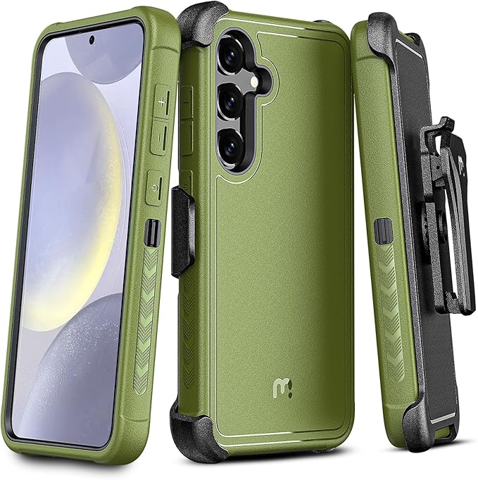 M MYBAT PRO Maverick Series for Samsung Galaxy S24 Plus Case with Belt Clip Holster, 6.7 inch, Heavy Duty Military Grade Drop Protective Case with 360° Rotating Stand (No Screen Protector) Army Green