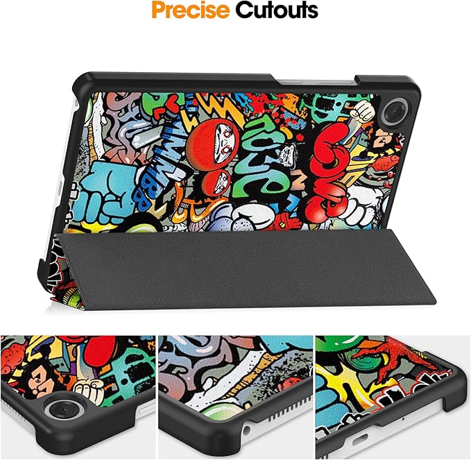 Case for Lenovo Tab One 8.7'' / Tab K9 Case, Folding Folio Ultra-Thin PU Leather Stand Case Cover with Auto Wake/Sleep for Lenovo Tab K9 8.7 Inch Graffiti