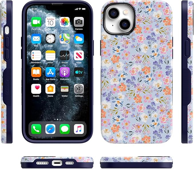 Casely iPhone 14 Case | Poppy Meadows | Pastel Floral | Bold Protective Design | Compatible with MagSafe