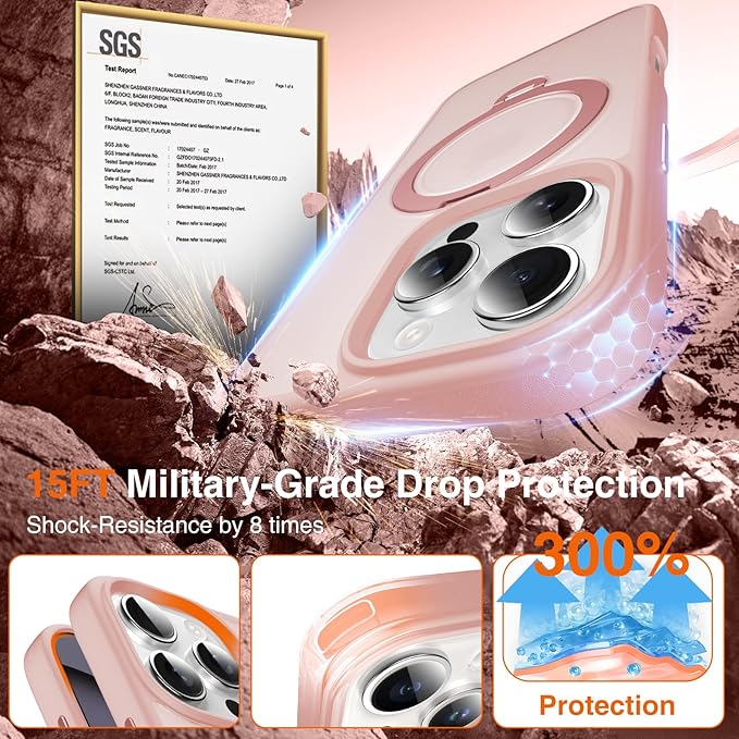 360° O-Ring MagStander for iPhone 13 Pro Max Case with Magnetic Kickstand Ring Holder [Compatible with MagSafe][360°Rotate Stand][Military Shockproof] iPhone 13 Pro Max Phone Cover Pink