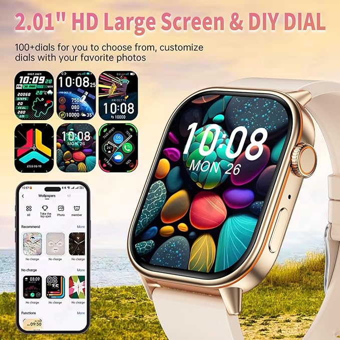 LAKEYLOYI Smart Watches for Men Women Answer Make Calls HD Smartwatch for iOS Android Phones Activity Fitness Tracker Smartwatches with Heart Rate/Sleep Monitor Pedometer Waterproof,Black (Gold)