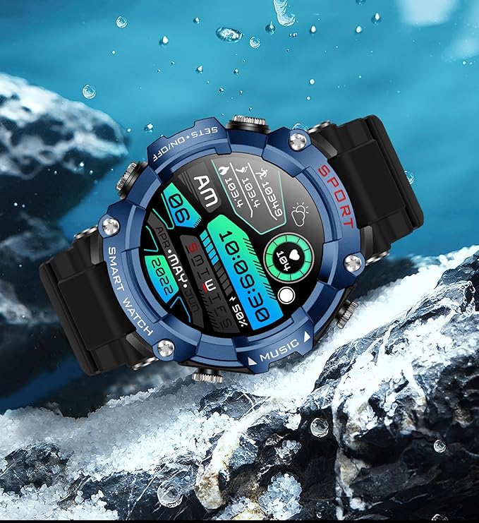 Smart Watch with Earbuds for Men, 1.52 Inch Round Fitness Watch T96, 2 in 1 Bluetooth Watch with Step,Calories, Sports Smart Watch Long Time Standby for iOS & Android