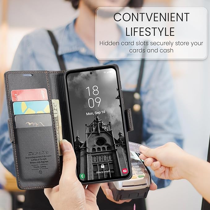 for Samsung Galaxy A55 5G Case, Premium PU Leather Wallet Case Flip Cover with [RFID Blocking][Card Holder][Stand Function] Shockproof Protective for Samsung Galaxy A55, Black