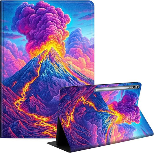 Case for Samsung Galaxy Tab S10 Plus/ S9 FE Plus/ S9 Plus 5G Tablet 12.4'', Slim PU Leather Stand Cover with Auto Wake/Sleep, Multi-Angle Viewing & Shockproof, Colorful Volcano