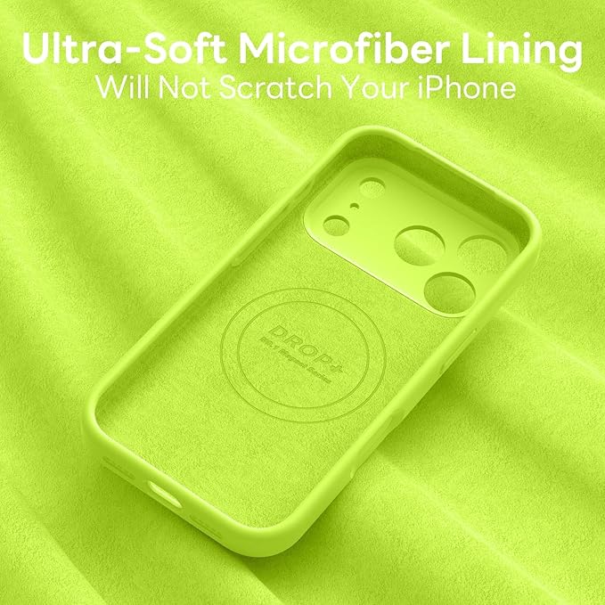 Vooii Magnetic Compatible with iPhone 17 Pro Max Case (Compatible with Magsafe) (Upgraded Camera Protection) Liquid Silicone Shockproof Full Body Protective Phone Cover for Women Men,Fluorescent Green