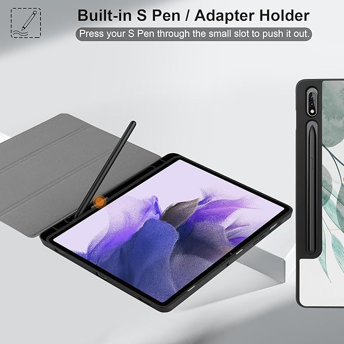 Case for Samsung Galaxy Tab S8 2022 & S7 2020, Shockproof Tablet Case for Samsung Tab S8/S7 11 inch with Auto Sleep/Wake & Trifold Stand & Soft TPU Back Cover, Botanical Leaves