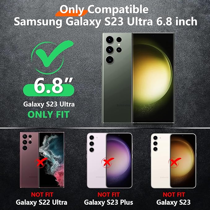 Red2Fire for Samsung Galaxy S23 Ultra Case, [Military Grade Drop Protection] Non-Slip Heavy Duty Full Body Shockproof Protection Phone Case for S23 Ultra Case 6.8 inch, Deep Green