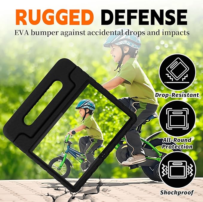 for Lenovo Tab M11 Case with Rotating Handle Stand, New Kids Heavy Duty Shockproof Cover for Lenovo Tab M11/Tab K11 LTE 11" 2024, Black