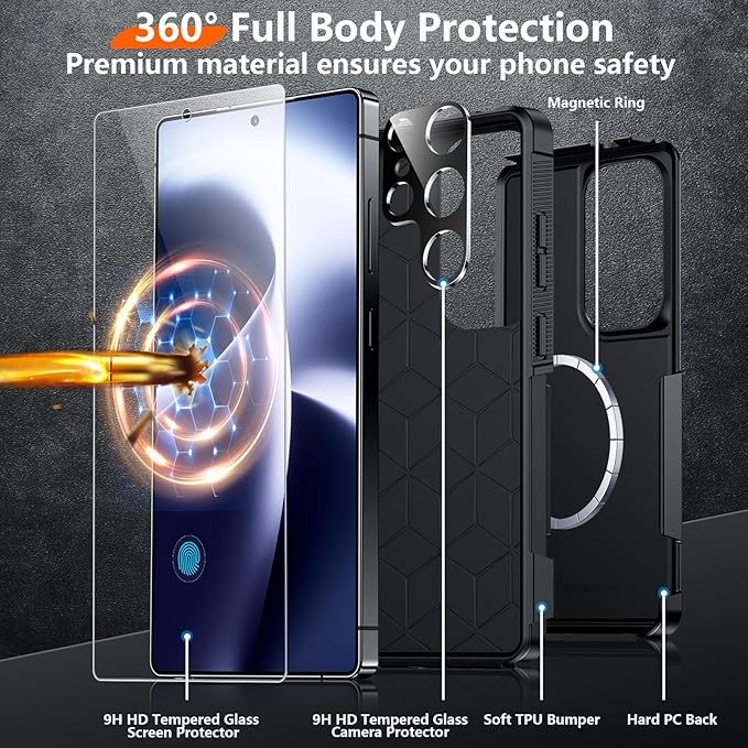 Red2Fire for Samsung Galaxy S25 Ultra Case, [Compatible with Magsafe][Military Grade Drop Protection] Heavy Duty Full Body Shockproof Protection Non-Slip Phone Case for S25 Ultra Case 6.9 inch