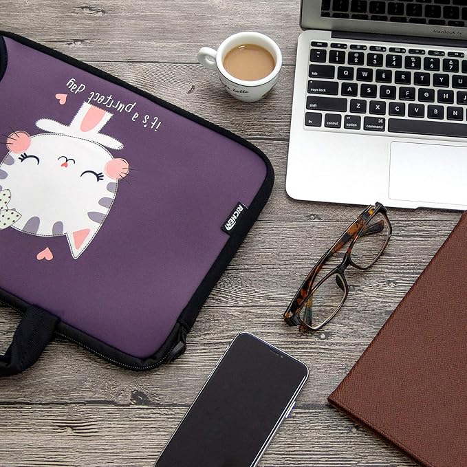 RICHEN 11 11.6 12 12.5 13 inches Case Laptop/Chromebook/Notebook PC Tablet Travel Case Neoprene Handle Sleeve with Shoulder (11-13.3 inch, Cute Cat)