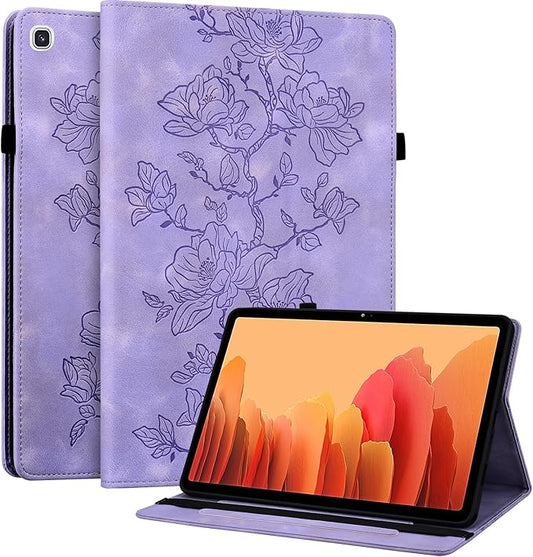 Case for Samsung Galaxy Tab A7 10.4 Inch 2022 2020 (SM-T500/T505/T507), Slim PU Leather Folio Cover with Multi-Angle Stand and Pen Holder, Purple