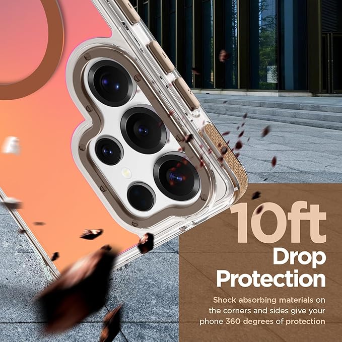 MOWIME Magnetic Case for Samsung Galaxy S25 Ultra [Compatible with Magsafe] [Cute Fashion Fluorescent Design] [1 Screen Protector] Slim Translucent Matte Case for Galaxy S25 Ultra 6.9", Desert