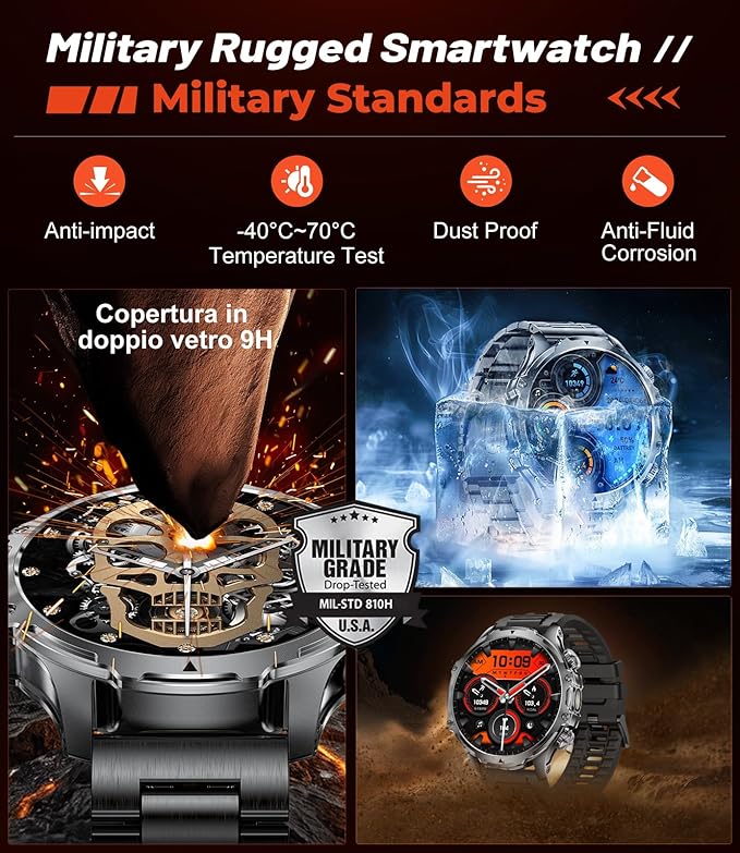 LIGE Smart Watches for Men(Answer/Make Calls) with LED Flashlight, 1.85" HD Screen Outdoor Sports Smartwatch,800mAh Battery,Heart Rate/SpO2/Sleep Monitor Fitness Tracker for Android iOS,Silicone