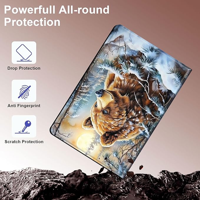 Case for Samsung Galaxy Tab S10 Ultra/Galaxy Tab S9/S8 Ultra 14.6-Inch, Slim PU Leather Stand Cover with Auto Wake/Sleep, Multi-Angle Viewing & Shockproof, Adorable Bear