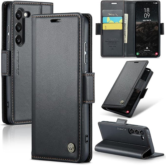AUPAI for Samsung Galaxy S23 Plus Wallet Case with Credit Card Holder, PU Leather RFID Blocking Folio Flip Kickstand Magnetic Clasp Protective Phone Cover for Women Men Black