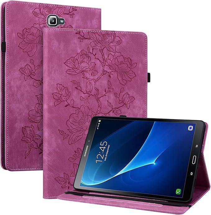 Case for Samsug Galaxy Tab A 10.1 inch 2016 （No S Pen Version） SM-T580 T585 T587, Slim PU Leather Folio Cover with Multi-Angle Stand and Pen Holder, Rose