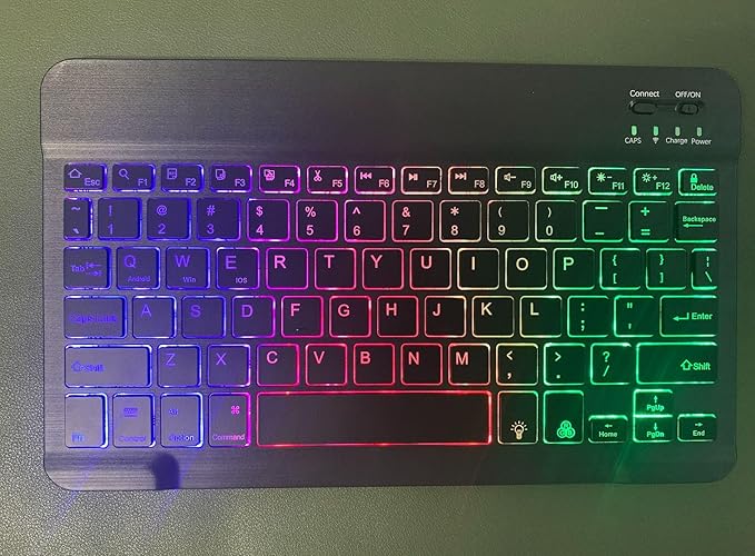 Keyboard Case for Galaxy Tab A8 10.5 Inch 2022, Slim Lightweight 7 Color Rainbow Backlight Detachable Magnetic Keyboard Cover with S Pen Holder,Black