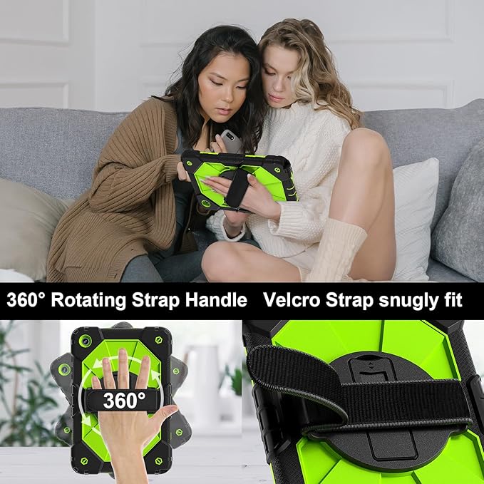 Case for Samsung Galaxy Tab A9+ 11 Inch 2023 (X210/X216/X218), Heavy Duty Shockproof Rugged 360 Rotating Hand Strap Protective Case for Galaxy Tab A9 Plus Tablet,Black+Olivine