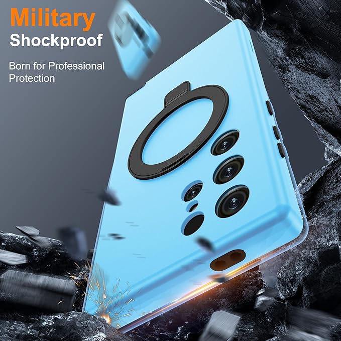 Designed for Samsung Galaxy S24 Ultra Case with Magnetic Ring Stand [Compatible with Mag-Safe][Military Grade Drop Protection][Build in Kickstand] S24 Ultra Phone Case 6.8",Blue