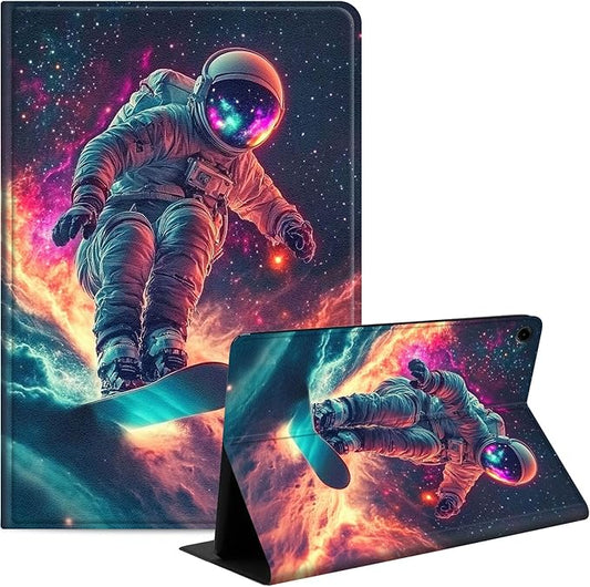 Case for Samsung Galaxy Tab A9+/A9 Plus 11” 2023 Model (SM-X210/X216/X218), Slim PU Leather Stand Cover with Auto Wake/Sleep, Multi-Angle Viewing & Shockproof, Astronaut Skateboard