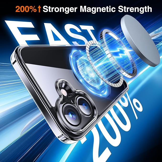360° O-Ring MagStander for iPhone 16 Case with Magnetic Kickstand Ring Holder [Compatible with MagSafe][360°Rotate Stand Ring][Military Shockproof] iPhone 16 Phone Cover Clear