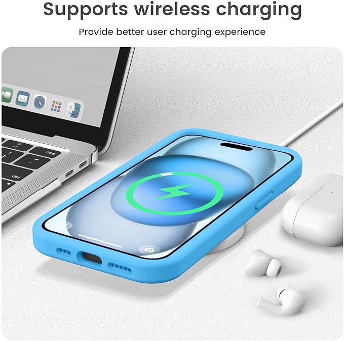 Vooii Compatible with iPhone 15 Case, Upgrade Defender Liquid Silicone, [Enhanced Camera Protection] [Soft Anti-Scratch Microfiber Lining] Shockproof Phone Case for iPhone 15 6.1 inch - Blue