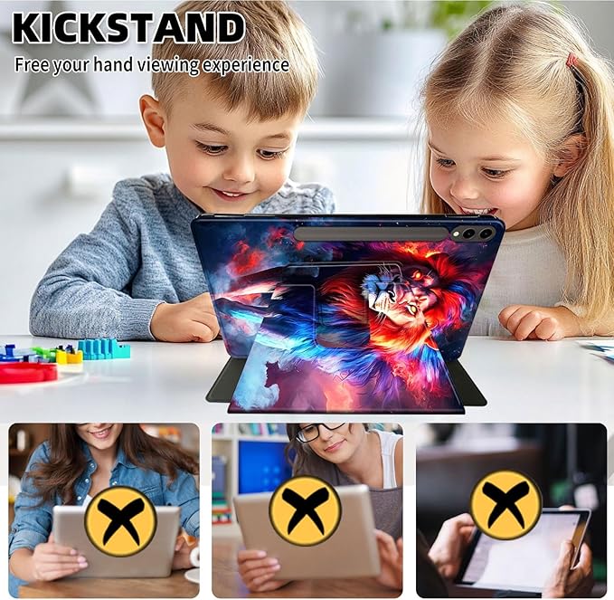 Case for Samsung Galaxy Tab S10 Ultra/Tab S9 Ultra 14.6-Inch, 360 Degree Rotating Folio Stand Smart Cover for Galaxy Tab S10 Ultra/ S9 Ultra 14.6'', Auto Sleep/Wake, Lion