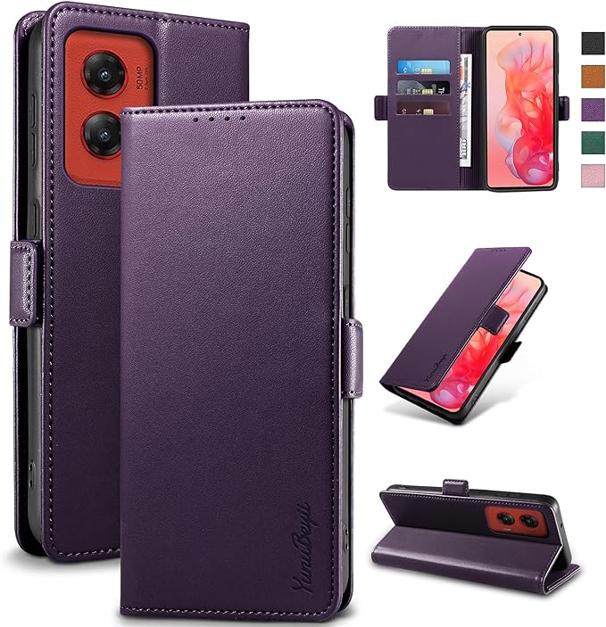 Wallet Flip Case for Moto G Stylus 5G (2024) - [RFID Blocking] Luxury PU Leather Card Holder Magnetic Phone Cover with Kickstand,Shockproof Protective Case,Purple