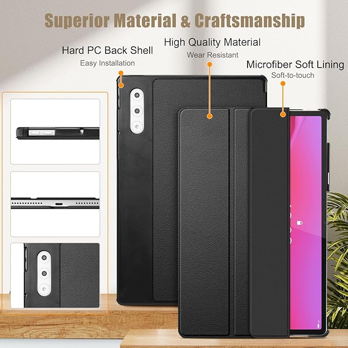 Fintie Case for Lenovo Yoga Pad Pro AI 12.7" TB520FU / Yoga Tab Plus 12.7 inch Tablet, Lightweight Slim Shell Stand with Auto Sleep/Wake, Black