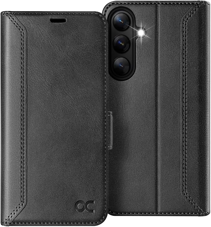 OCASE Compatible with Galaxy S25 Wallet Case, PU Leather Flip Folio Case with Card Holders RFID Blocking Kickstand [Shockproof TPU Inner Shell] Protective Phone Cover 6.2 Inch 2025, Retro Graphite
