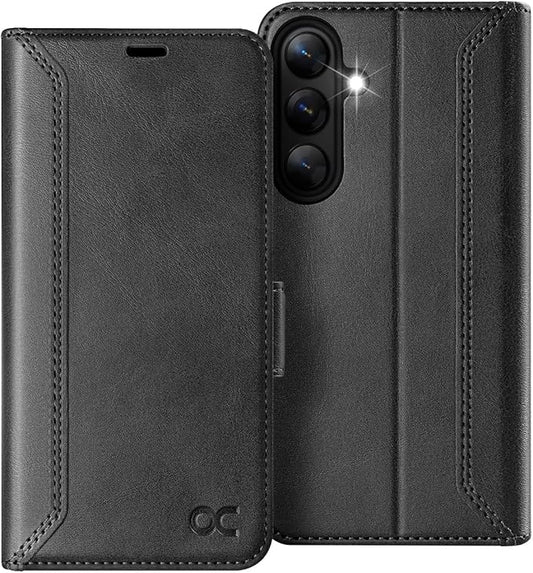 OCASE Compatible with Galaxy S25 Wallet Case, PU Leather Flip Folio Case with Card Holders RFID Blocking Kickstand [Shockproof TPU Inner Shell] Protective Phone Cover 6.2 Inch 2025, Retro Graphite