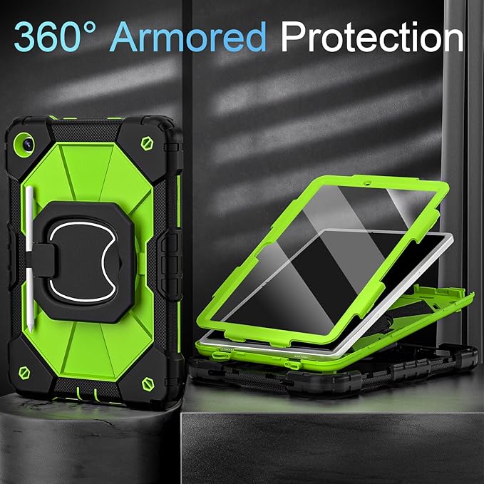 Case for Samsung Galaxy Tab A9+/A9 Plus 11 Inch (SM-X210/X216/X218) with Screen Protector/Rotating Stand/Pencil Holder,Military Grade Shockproof Cover for Galaxy Tab A 9 Plus Cases